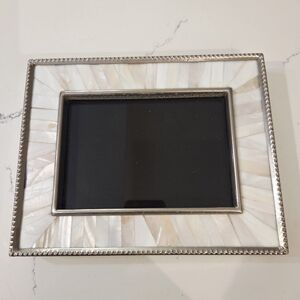 Vintage Ralph Lauren Mother Of Pearl Inlay 5x7 Photo Frame Nickel Plated Iron.
